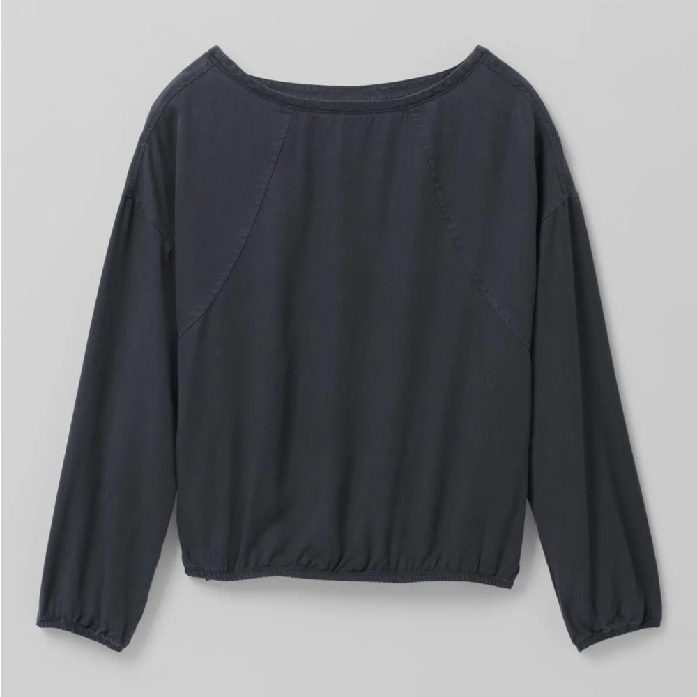prAna Lavendar Bay Boatneck Long Sleeve Top Women's Size XS in Coal NWT! - Picture 2 of 9